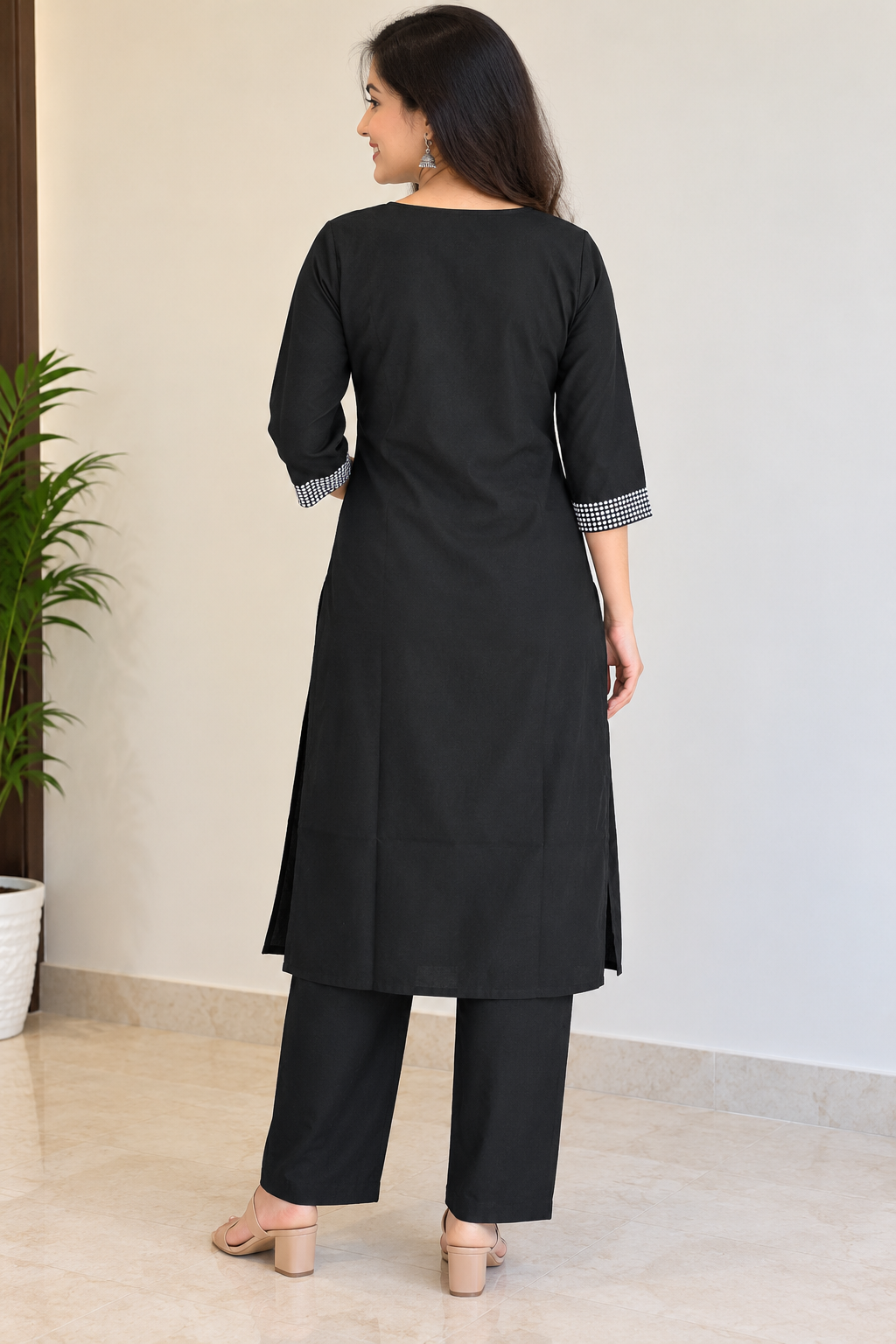 Black Abstract Embroidered Co-ord Set