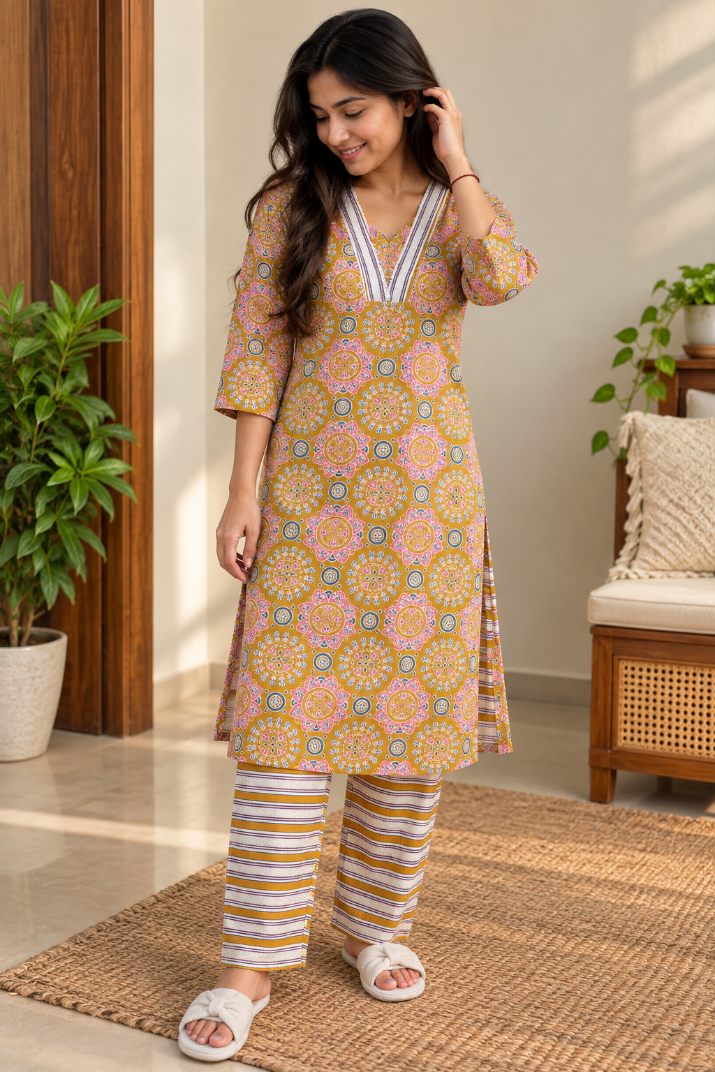 Mustard Printed Co-ord Set