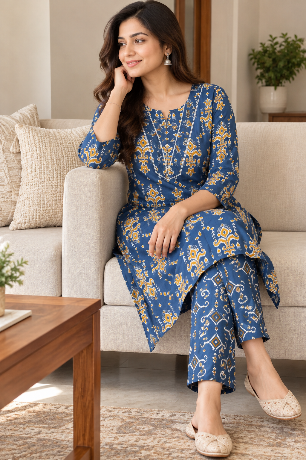 Blue Ethnic Printed Co-ord Set