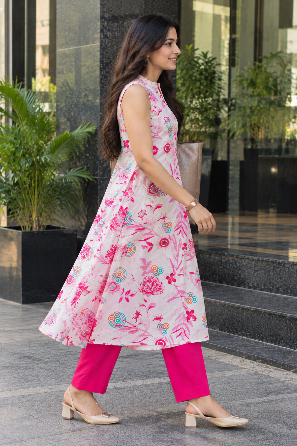 Pink Floral A-Line Co-ord Set