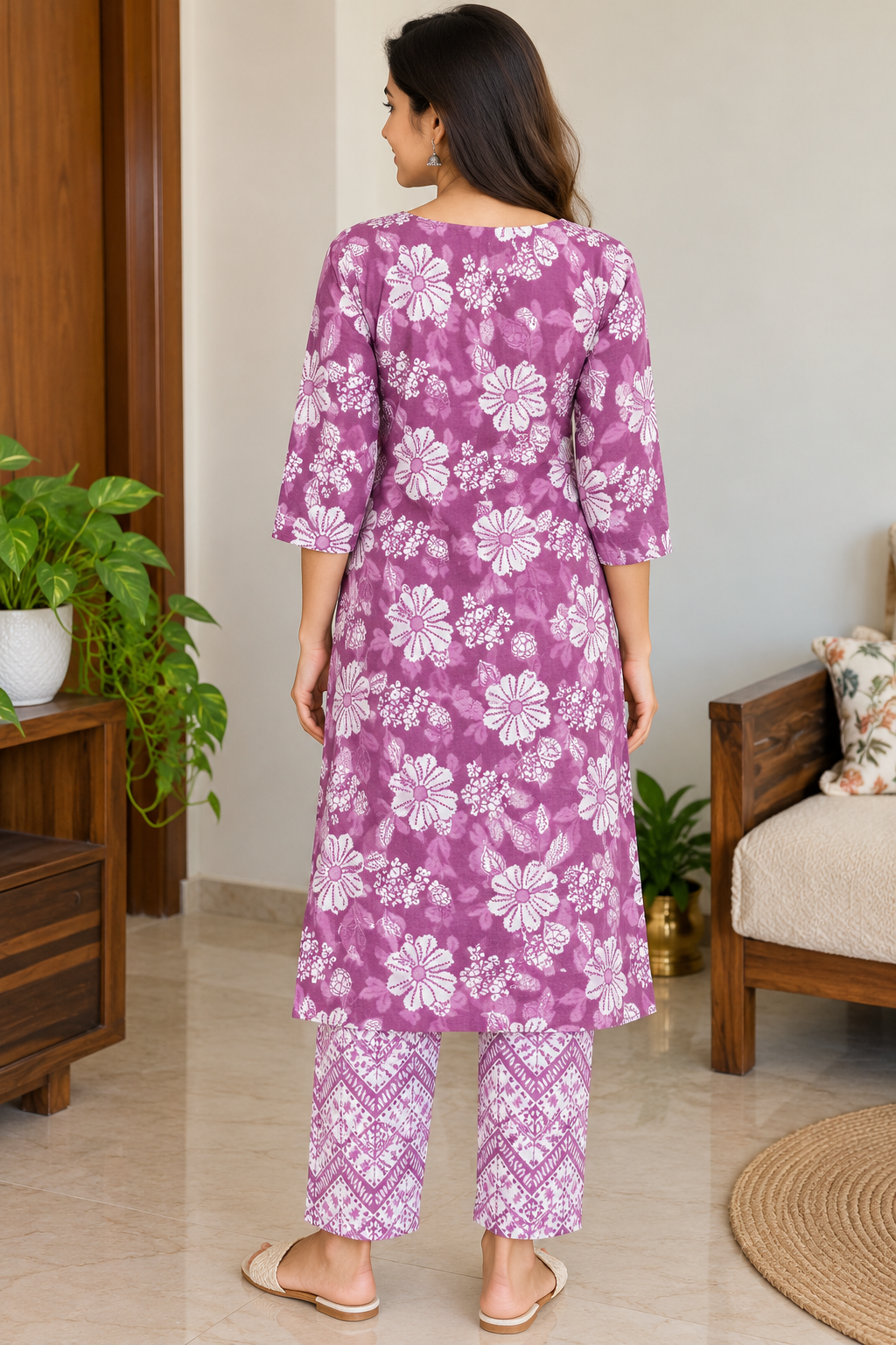 Purple Floral Printed Co-ord Set