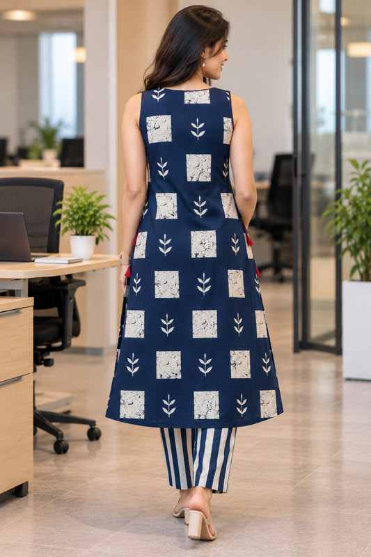 Navy Blue Print Co-ord Set