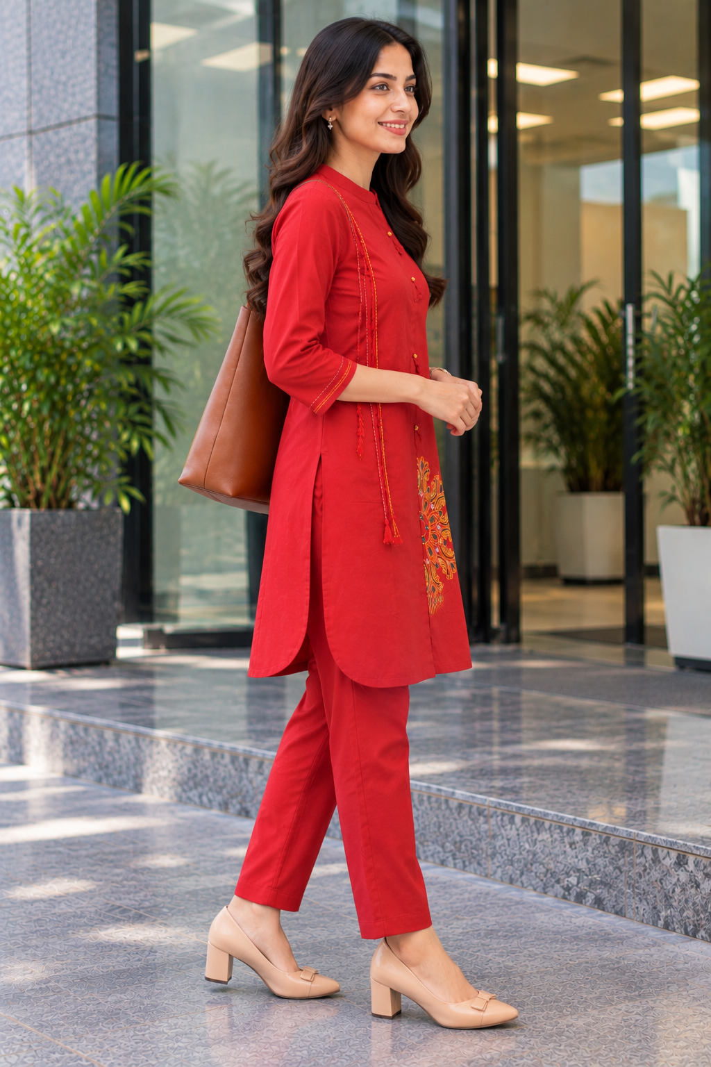 Red Embroidered Co-ord Set