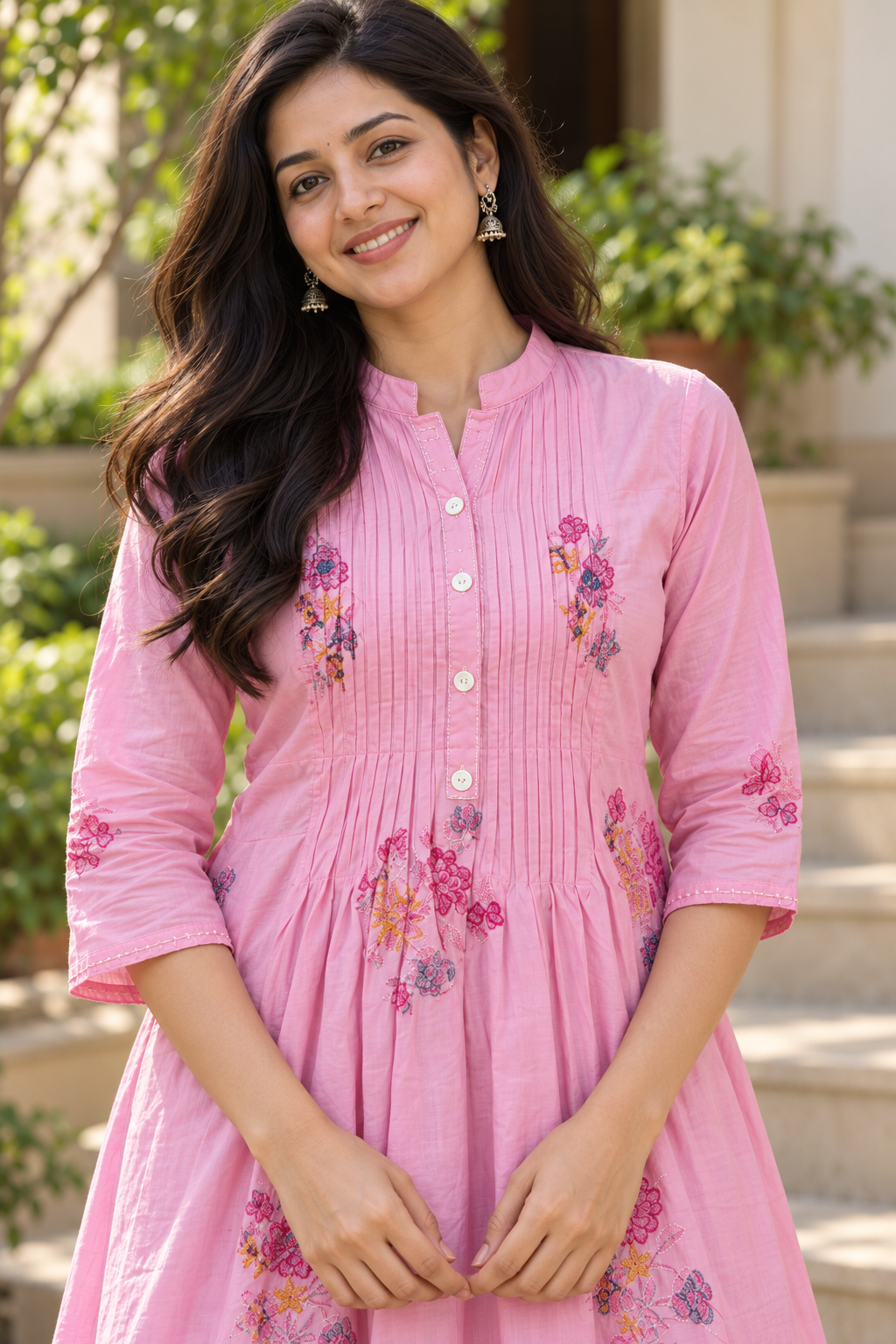 Light Pink Floral Embroidered Co-ord Set