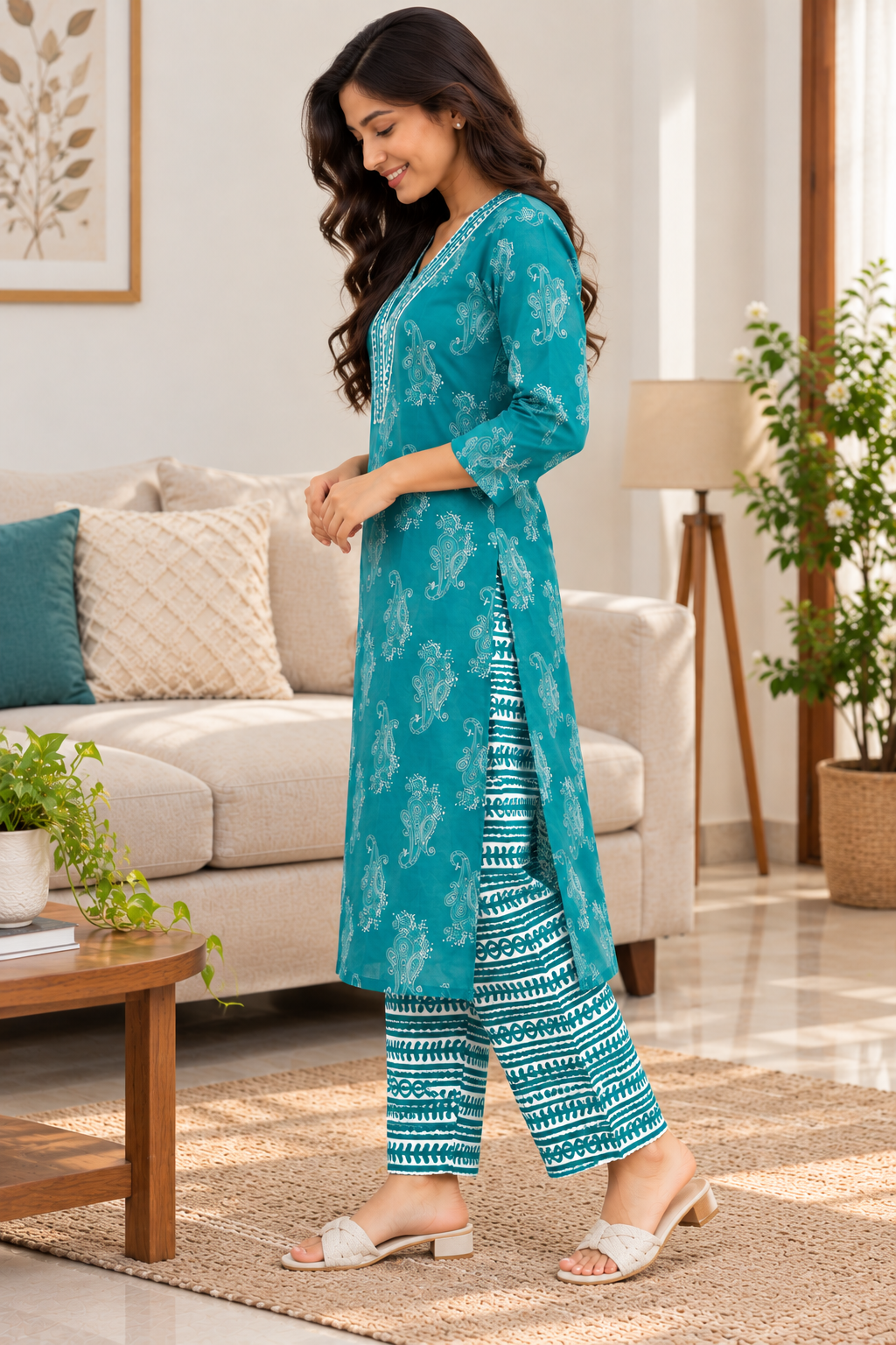 Teal Green Printed Co-ord Set