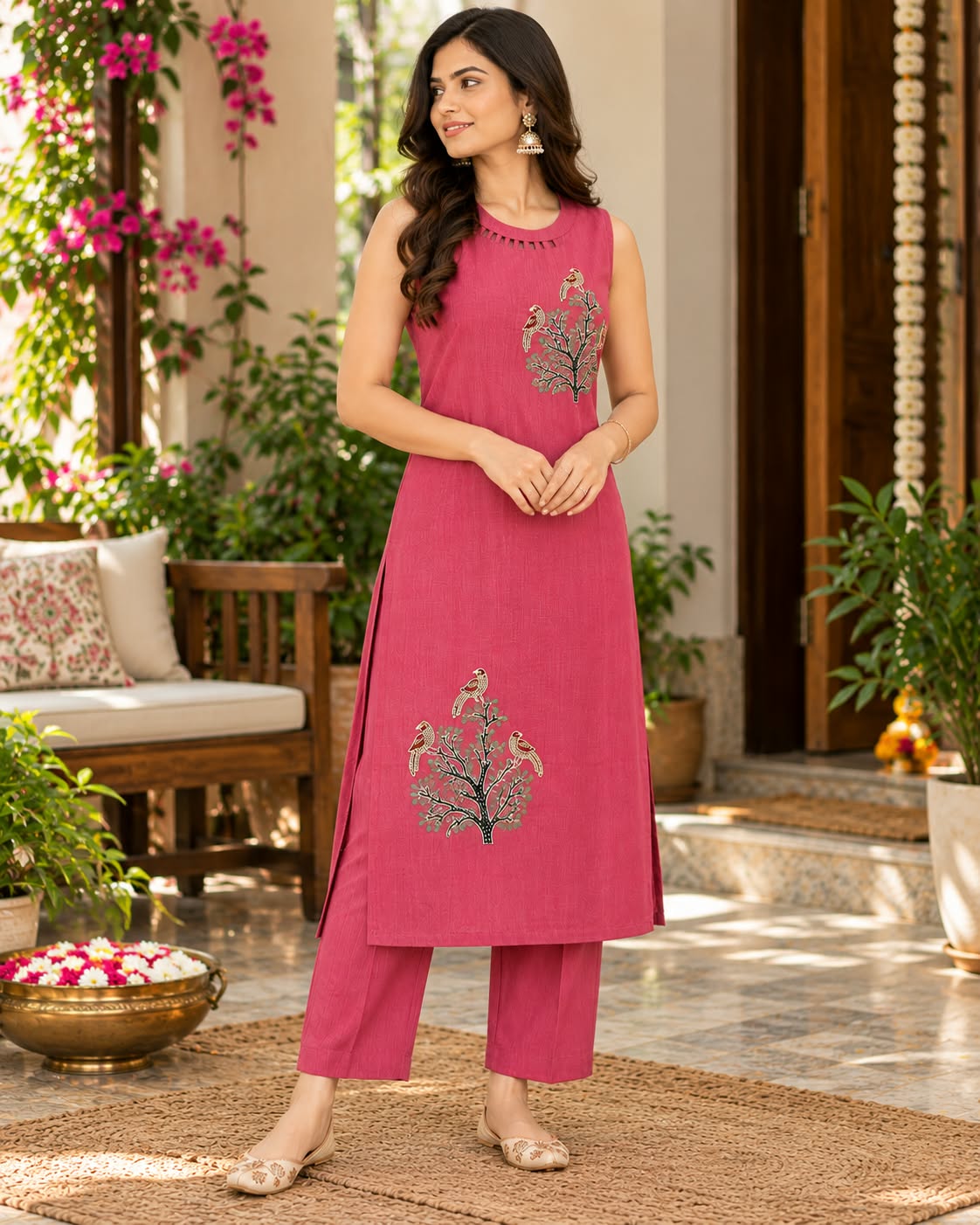 Rose Pink Embroidered Co-ord Set