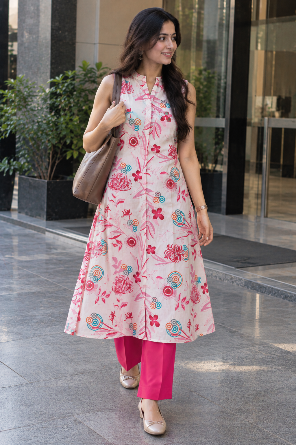 Pink Floral A-Line Co-ord Set