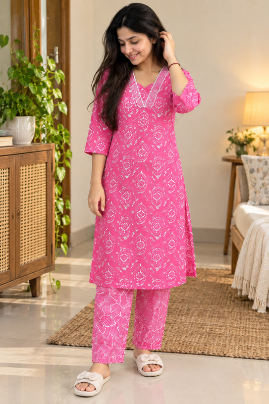 Pink Printed Co-ord Set