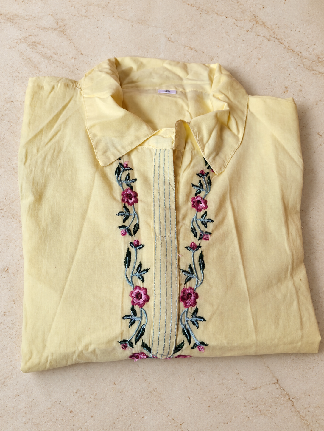 Light Yellow Floral Embroidered Co-ord Set