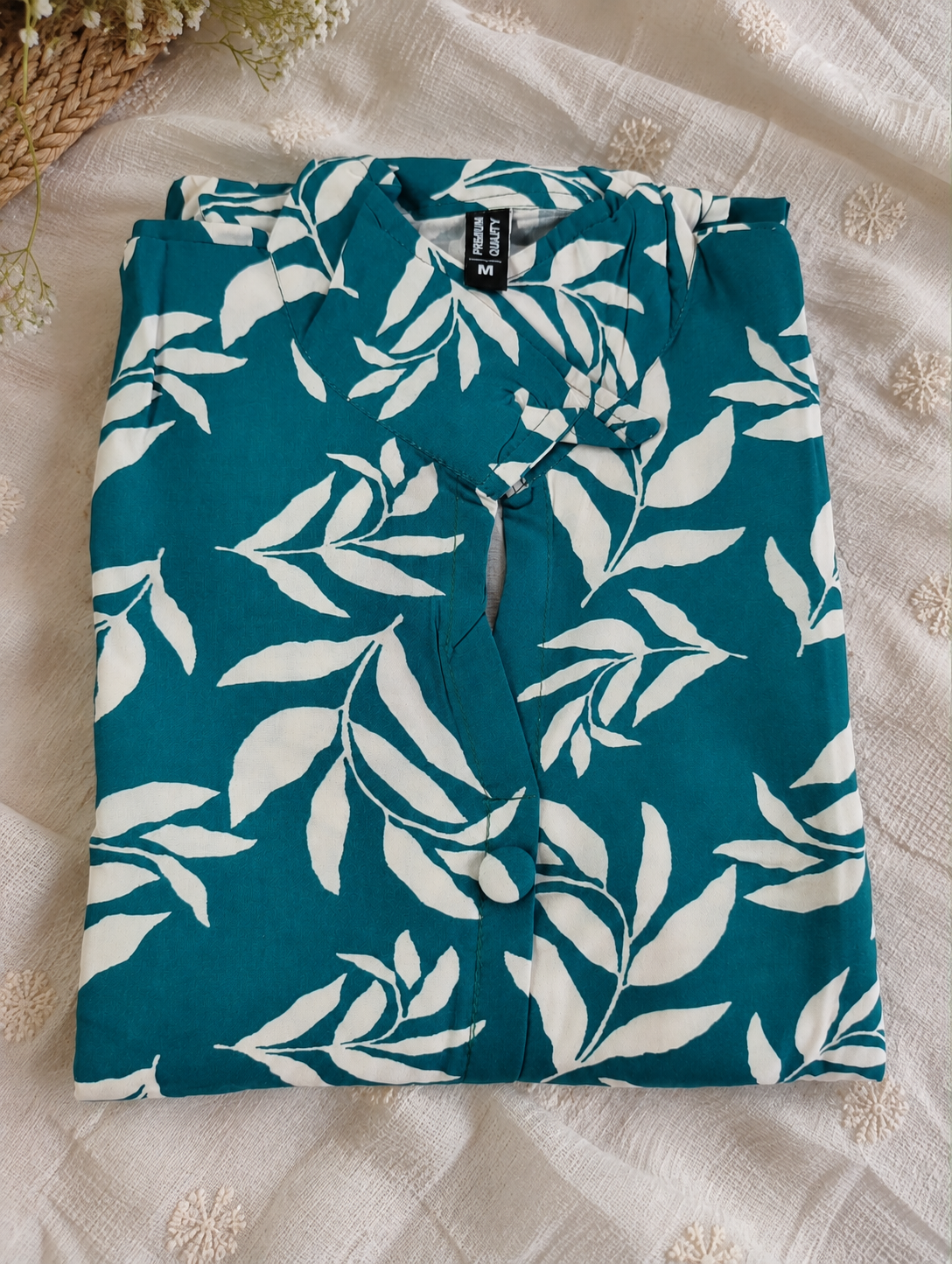 Teal Blue Floral Leaf Co-ord Set