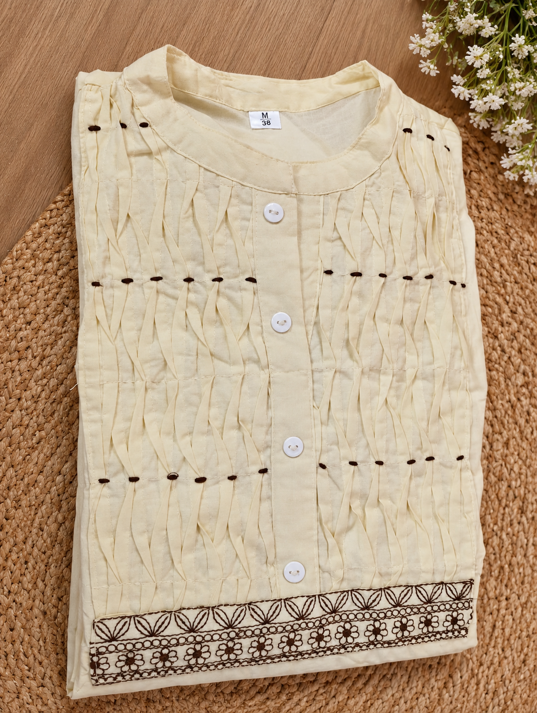 Cream Paisley Embroidered Co-ord Set