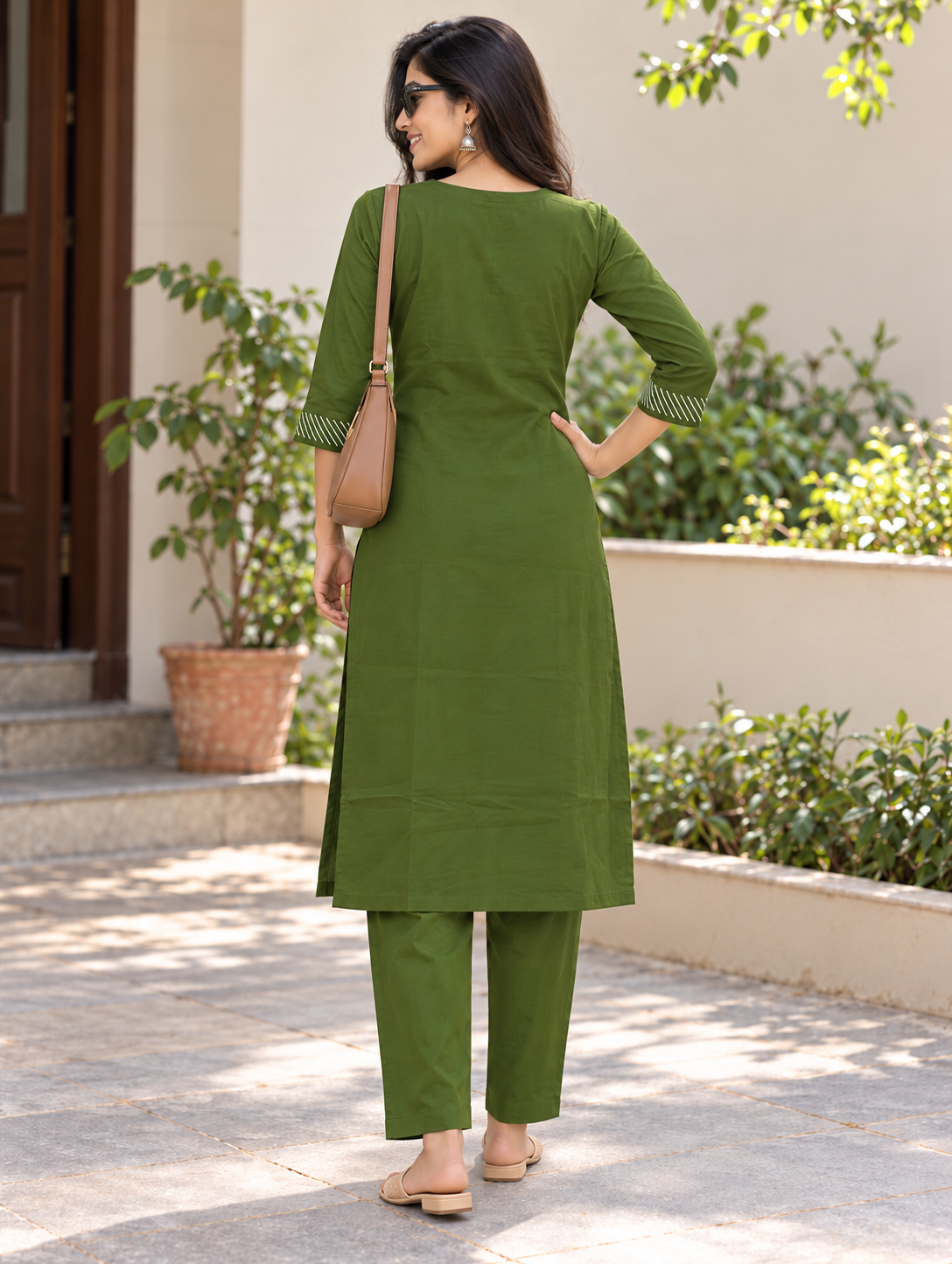 Olive Green Bird Design Co-ord Set
