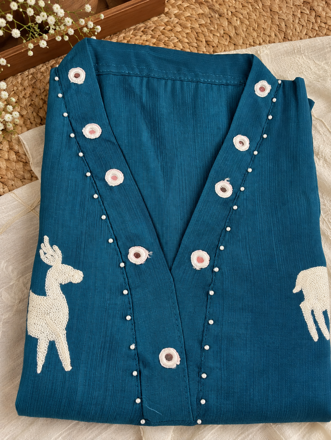 Teal Blue Deer Print Co-ord Set